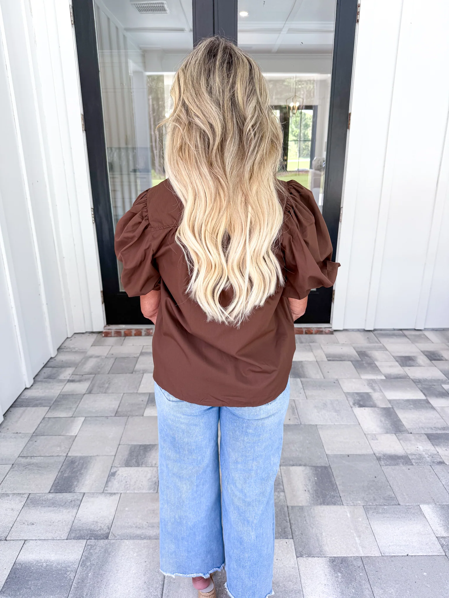 Brown Puff Sleeve Top alternate view